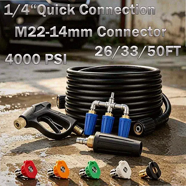 Pressure Washer Gun M22-14 1/4" Quick Connect Turbo Triple Nozzle 5 Tips