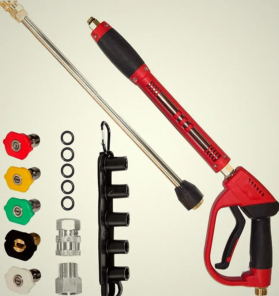 Pressure Washer Gun, Red High Power Washer Gun with Replacement Wand Extension