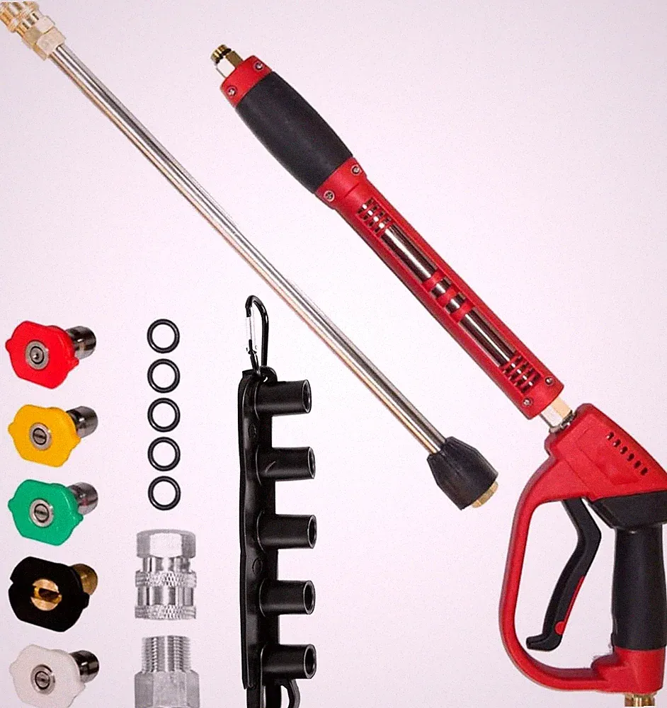 Pressure Washer Gun, Red High Power Washer Gun with Replacement Wand Extension