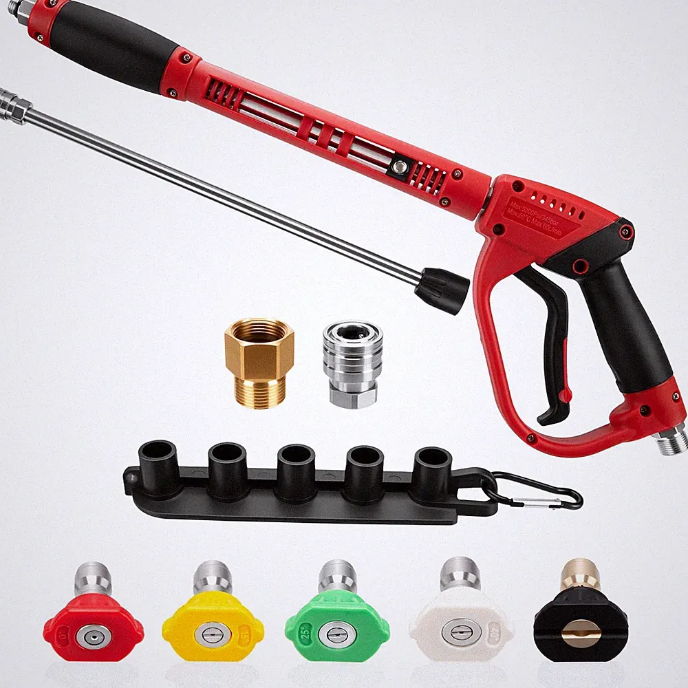 Pressure Washer Gun Short Gun 2 Wands 5 Nozzle Tips M22 Fitting 5200 PSI