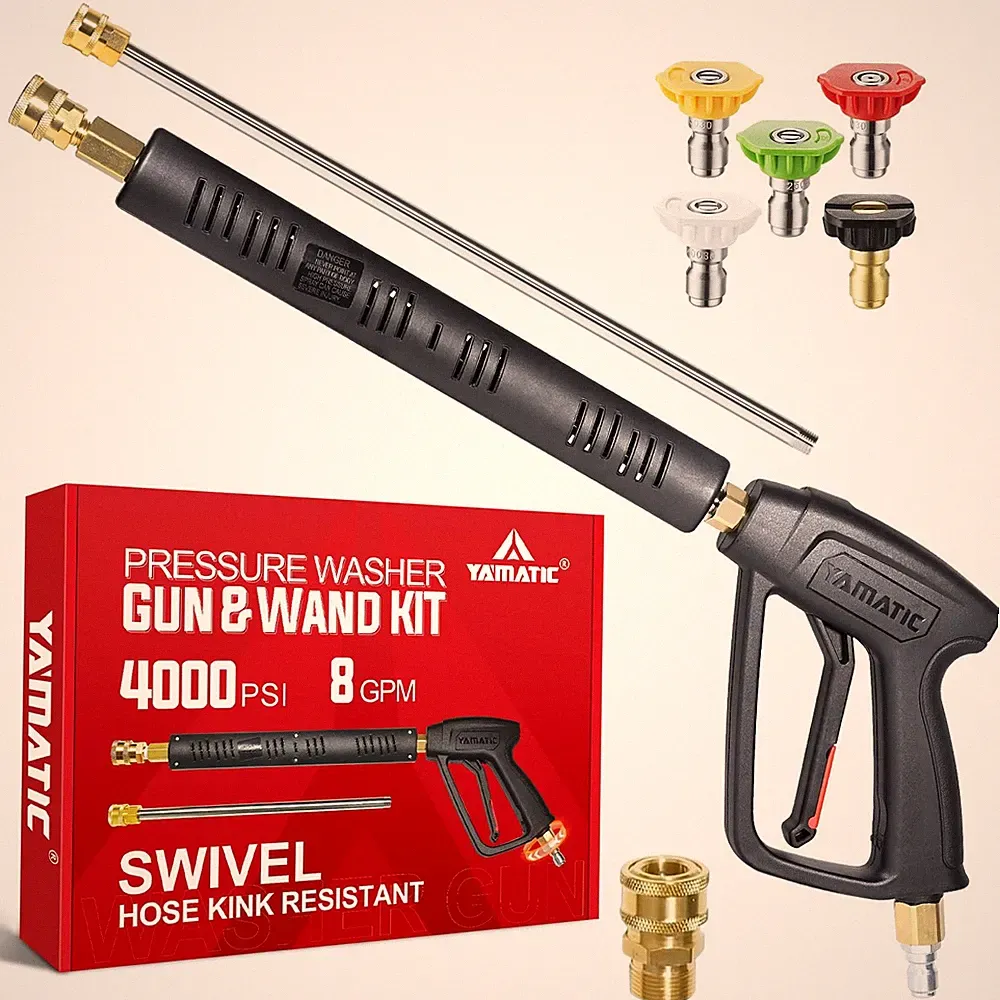 Pressure Washer Gun Wand 4000 PSI With 3/8 Inch Plug M22 Coupler For Car Wash