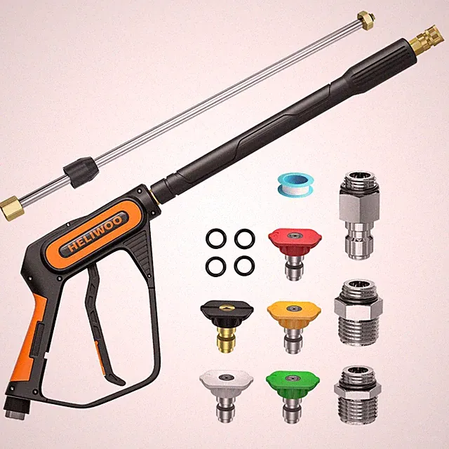 Pressure Washer Gun Wand with 3/8" Swivel Plug & M22-14/15mm Fitting & 5 Nozz...