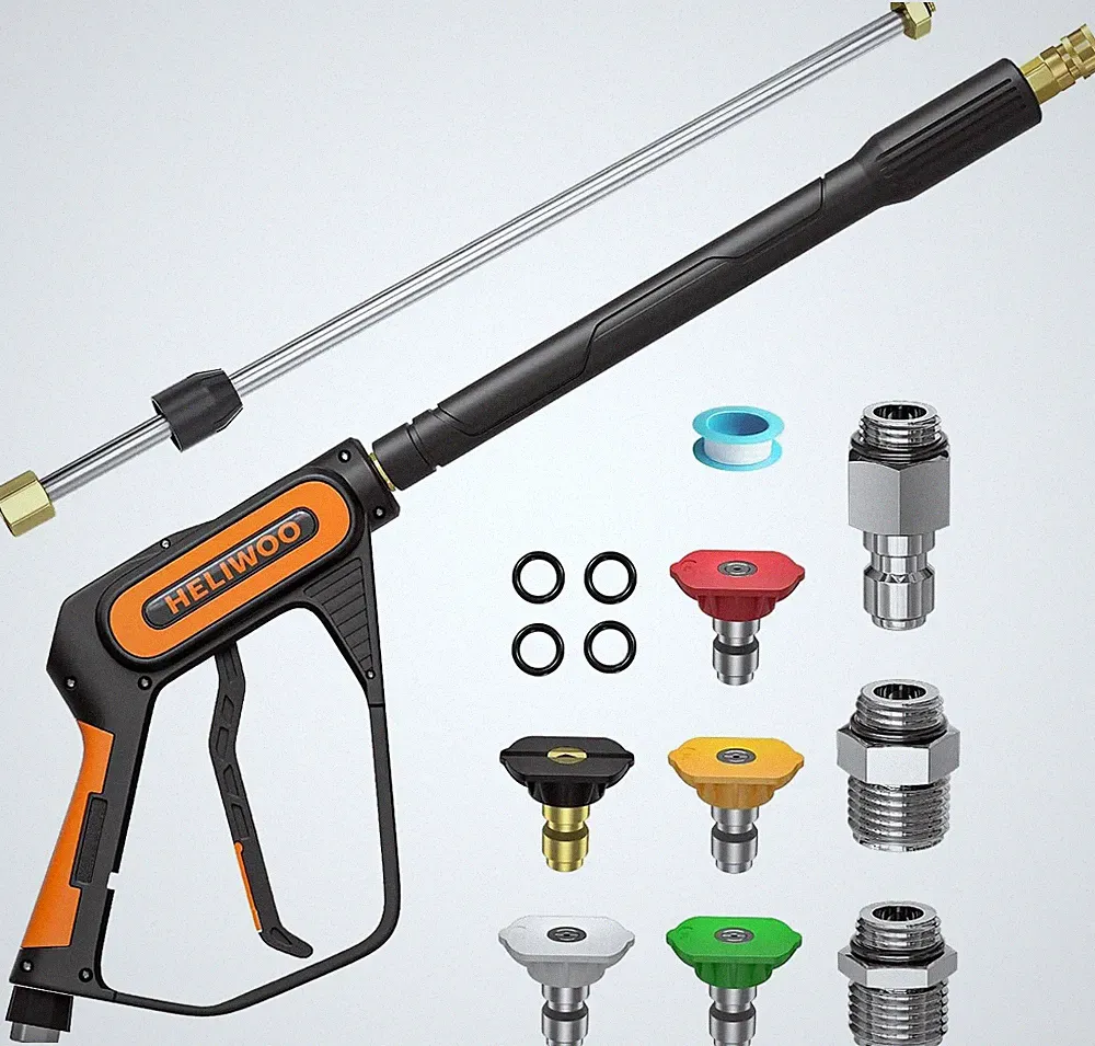 Pressure Washer Gun Wand with 3/8" Swivel Plug & M22-14/15mm Fitting & 5 Nozzle