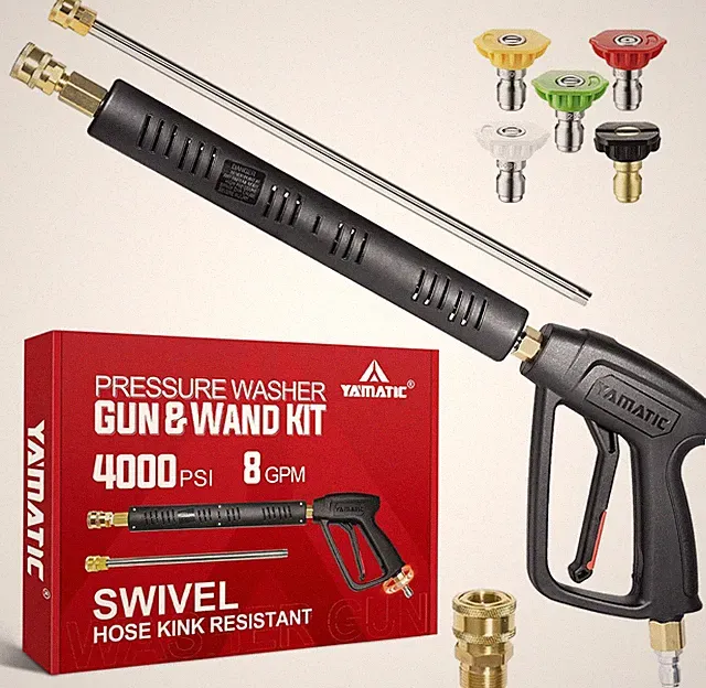Pressure Washer Gun Wand with Swivel 3/8" Plug & M22 Coupler, Stainless Steel Ex