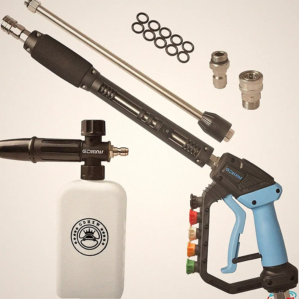 Pressure Washer Gun with Foam Cannon, Adjustable Extension Wand, 5