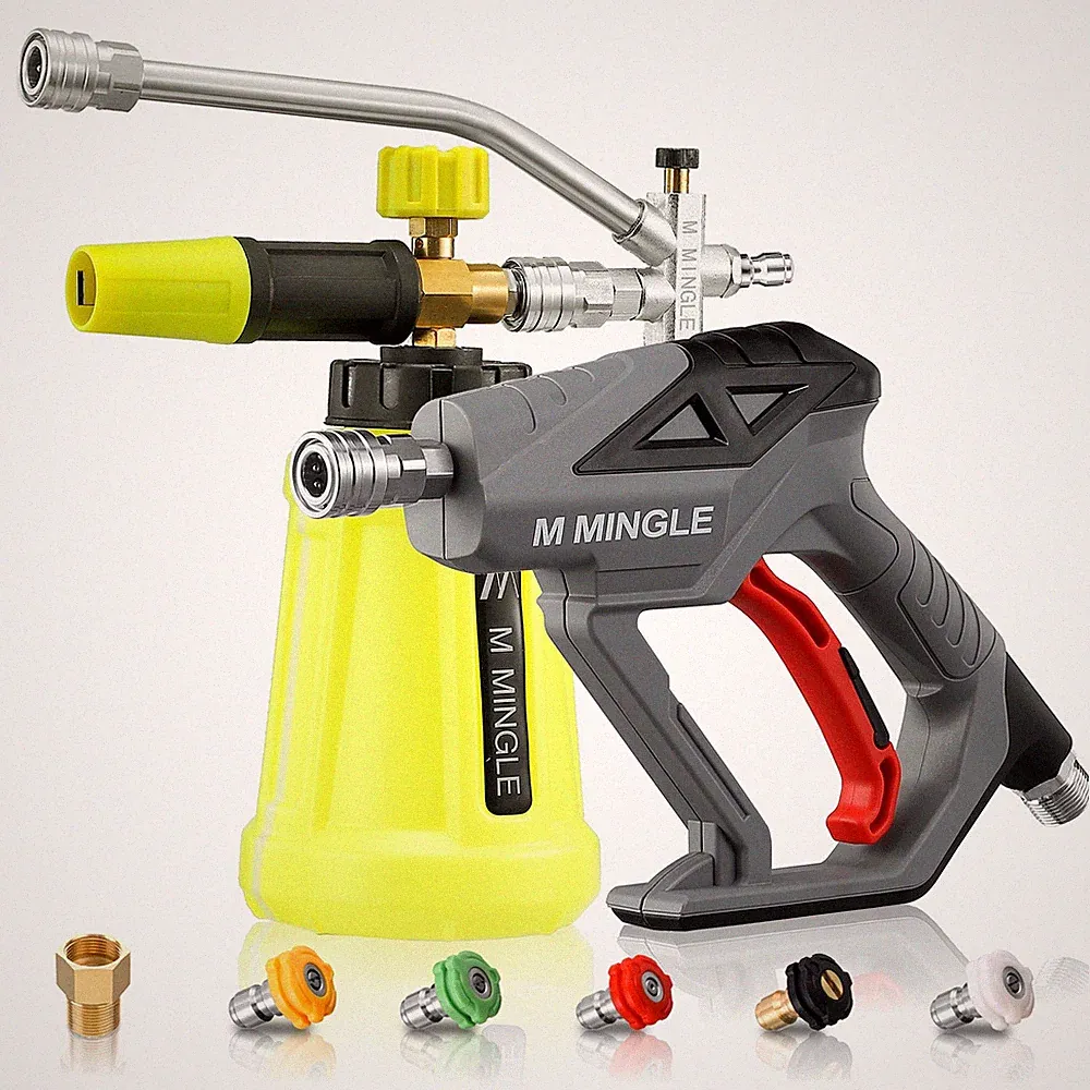 Pressure Washer Gun with Foam Cannon & Dual Connector Accessory