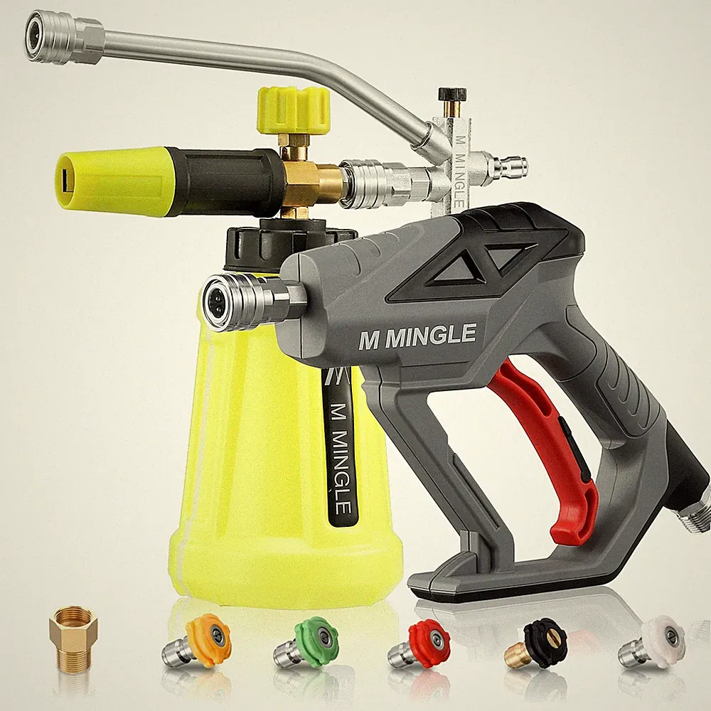Pressure Washer Gun with Foam Cannon & Dual Connector Accessory