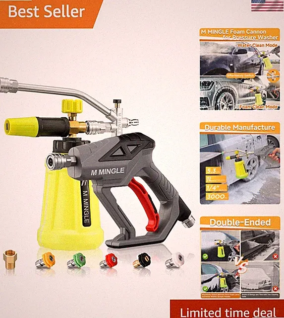 Pressure Washer Gun with Foam Cannon & Dual Connector Accessory | Car Wash Fo...
