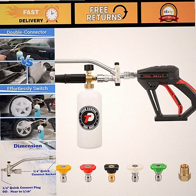 Pressure Washer Gun with Foam Cannon, Dual Connector, Short Handle, High Pressur