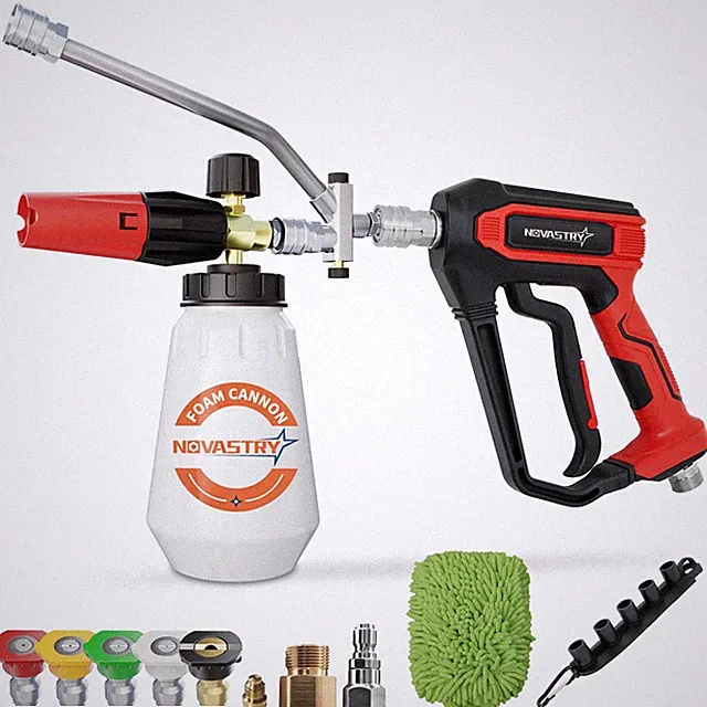 Pressure Washer Gun with Foam Cannon Kit, One-Button Switch Between Foam & Wa...