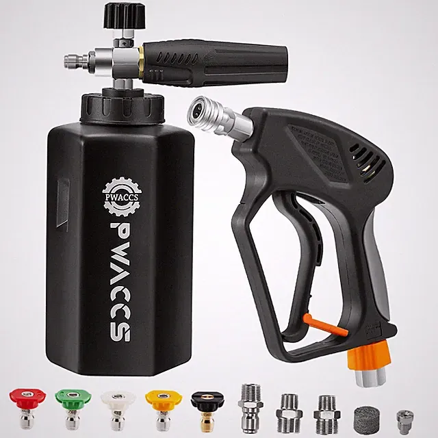 Pressure Washer Gun with Foam Cannon, Short Pressure Washer Gun with Swivel,...