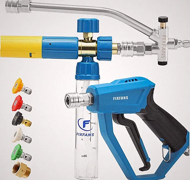 Pressure Washer Gun With Mini Foam Cannon Dual Connector M22 Adapter Kit