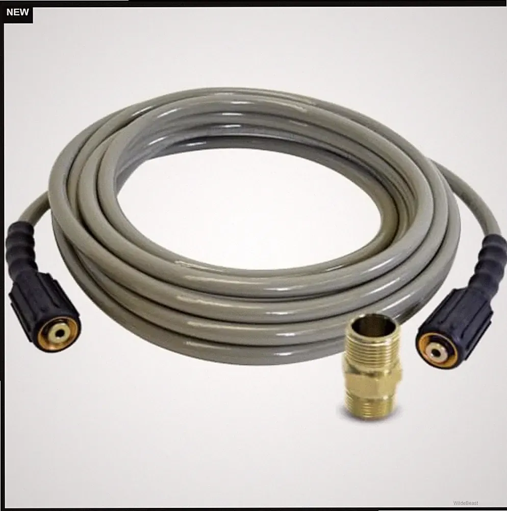 Pressure Washer Hose 1/4 Inch 25 Ft 3300 PSI M22 Cold Water Polyester Braid