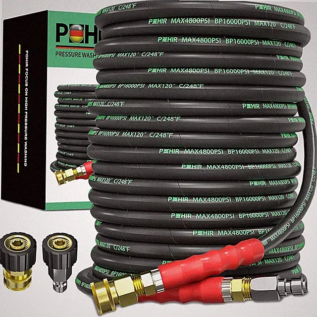 Pressure Washer Hose 100 Ft 3/8 Inch for Cold and Hot Water 248°F End 3/8'' Quic