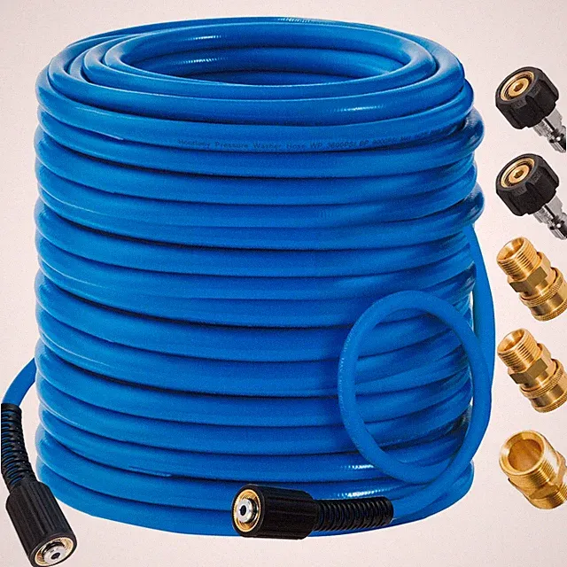 Pressure Washer Hose 100 FT, 3600 PSI Flexible Kink Resistant Power Washer Ho...