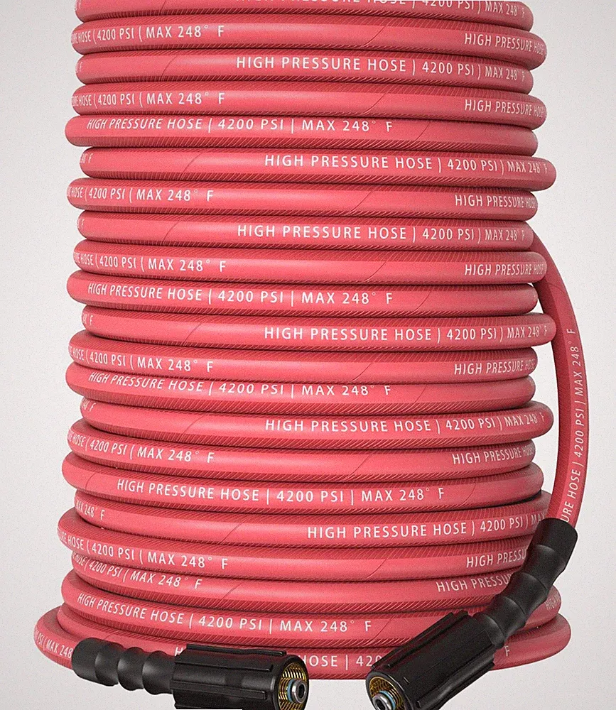 Pressure Washer Hose 100 ft, 4200 PSI Flexible & Kink-Resistant, Steel-Braide...