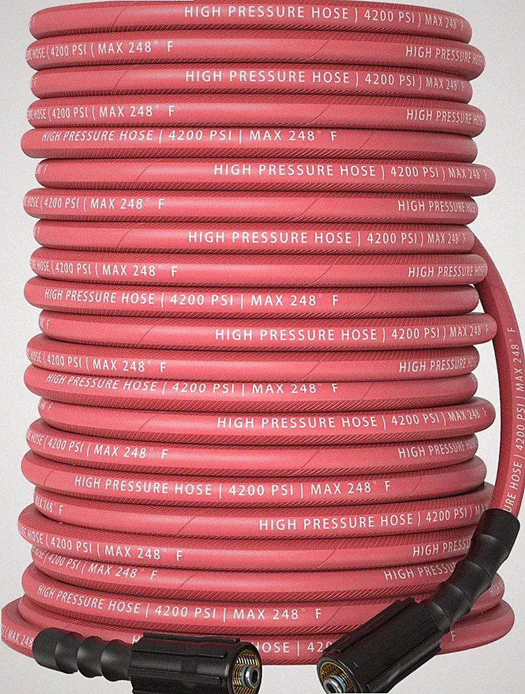 Pressure Washer Hose 100 Ft, 4200 PSI Flexible & Kink-Resistant, Steel-Braided &