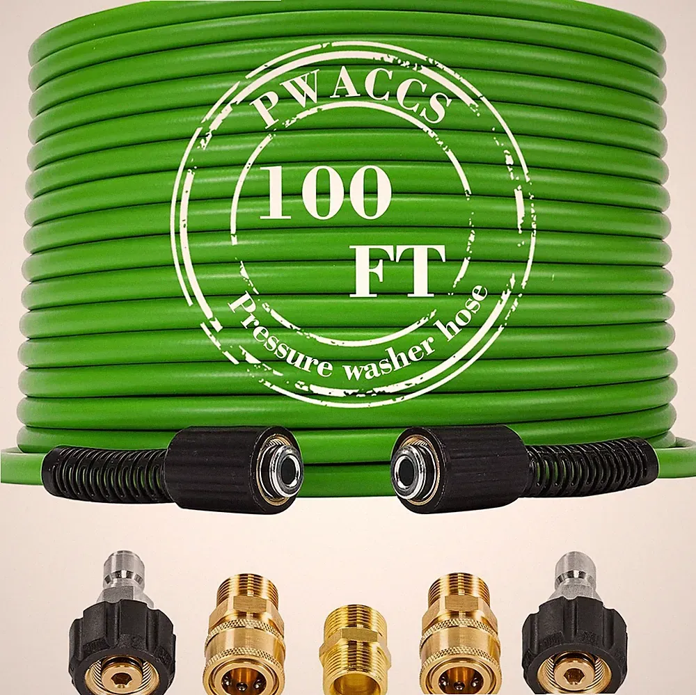 Pressure Washer Hose, 100 FT X 1/4", M22 Fittings | 3600 PSI, Kink Resistant, Po