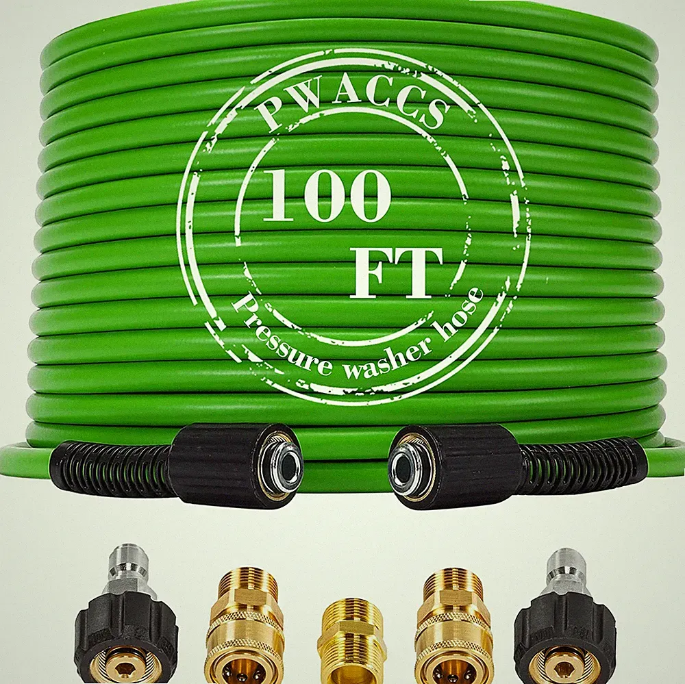 Pressure Washer Hose, 100 FT X 1/4", M22 Fittings