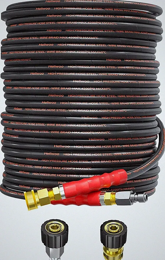 Pressure Washer Hose 100FT 1/4" for Cold & Hot Water (Up to 140℉) 4200 PSI Kin