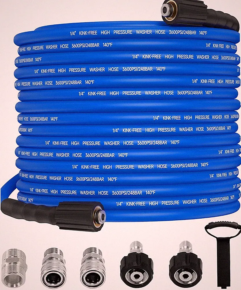 Pressure Washer Hose 100FT 1/4 Inch Kink Resistant High Pressure Extension with