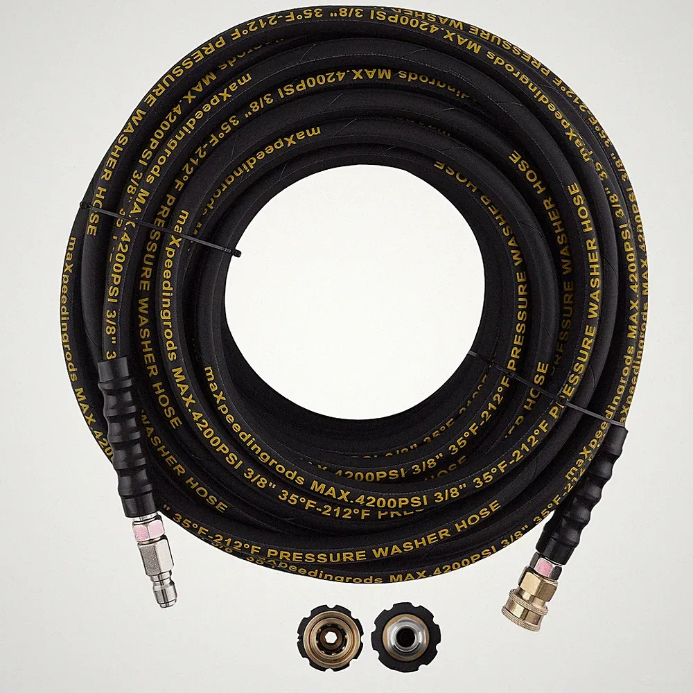 Pressure Washer Hose 100ft 3/8" 4200PSI Steel Wire Braided Power Extension Hose