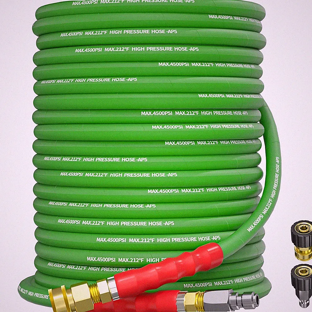 Pressure Washer Hose 100FT 3/8" for Cold and Hot Water 212°F, with Swivel Qui...