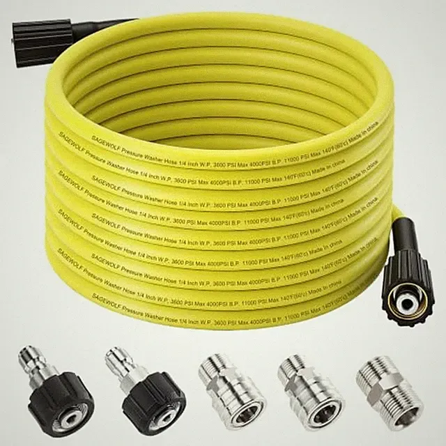 Pressure Washer Hose, 25 FT Flexible Kink Resistant Power Washer Hose 25FT