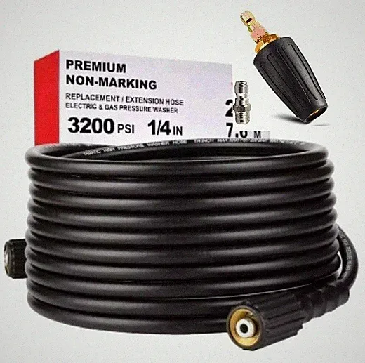 Pressure Washer Hose 25FT 1/4" Kink Resistant M22 Brass With Turbo Nozzle
