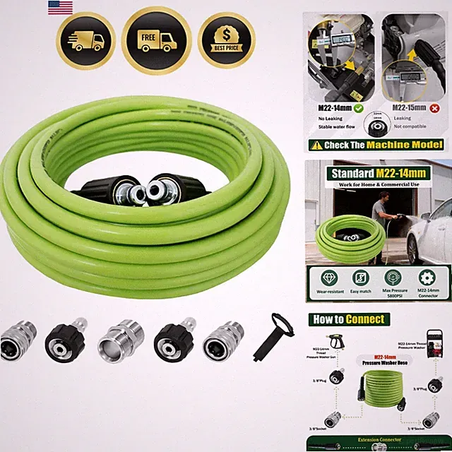 Pressure Washer Hose 25FT Kink Resistant Extension Hose for Power Washer 5800...