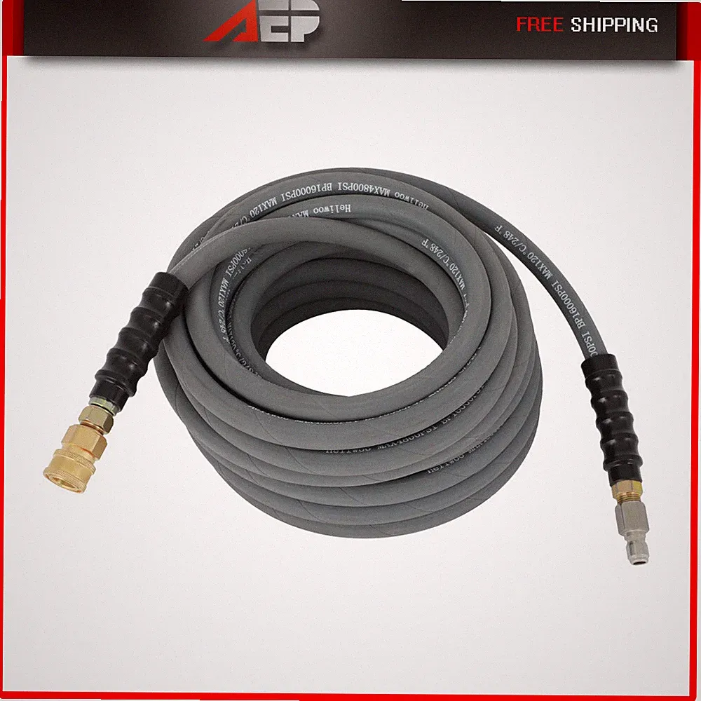 Pressure Washer Hose 3/8" 4000psi w/Quick Connects 100ft Gray 1 Warranty Year
