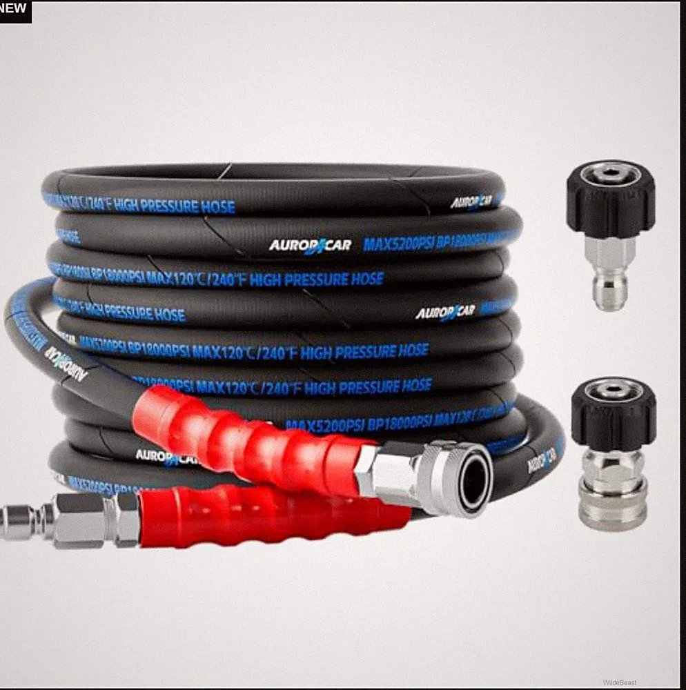 Pressure Washer Hose 3/8 Inch 25 FT 5200 PSI Steel Wire Braided Hot Cold Water