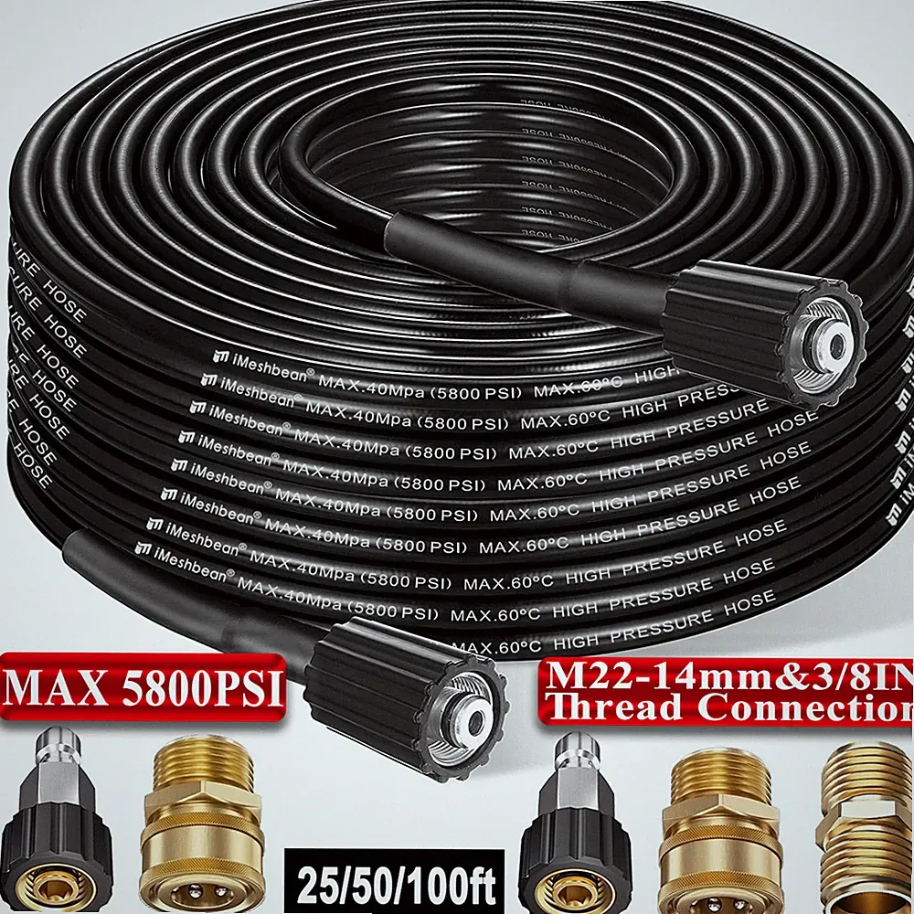 Pressure Washer Hose 3200PSI High Power Pump Cleaner Extension Pipe 1/4 M22-14mm