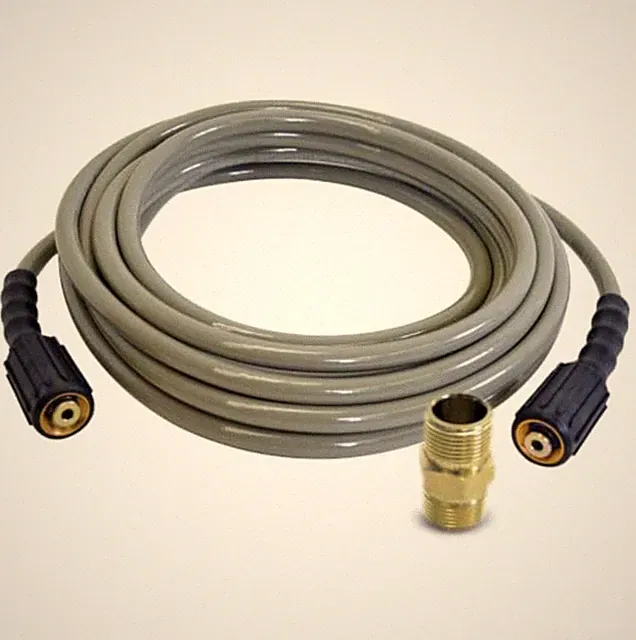 Pressure Washer Hose 3300 PSI 25 FT 1/4 Inch M22 Connections Cold Water Kink