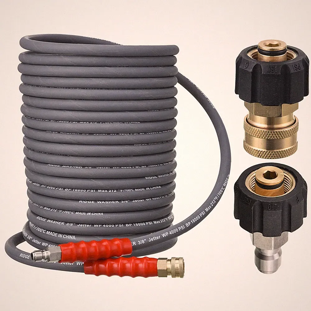 Pressure Washer Hose 50 Feet X 3/8 Inch for Hot and Cold Water, with M22 14 m...