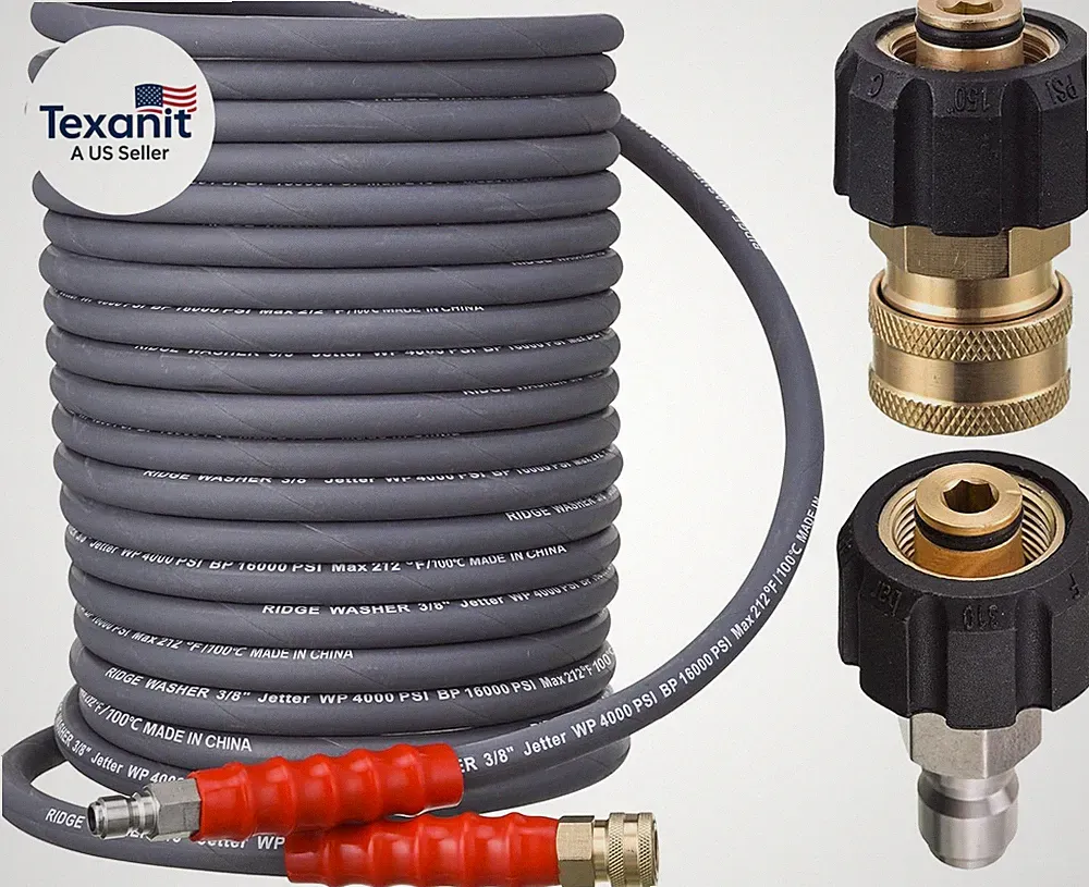 Pressure Washer Hose 50 Feet X 3/8 Inch for Hot and Cold Water, with M22 14 Mm t