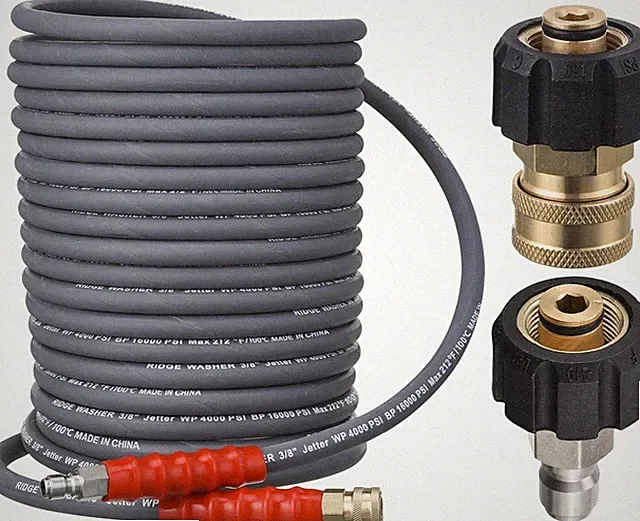 Pressure Washer Hose 50 Feet X 3/8 Inch for Hot and Cold Water, with M22 14 mm t
