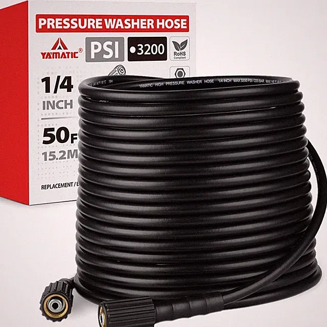 Pressure Washer Hose 50 FT 1/4", 3200 PSI, M22-14mm 50FT, Black
