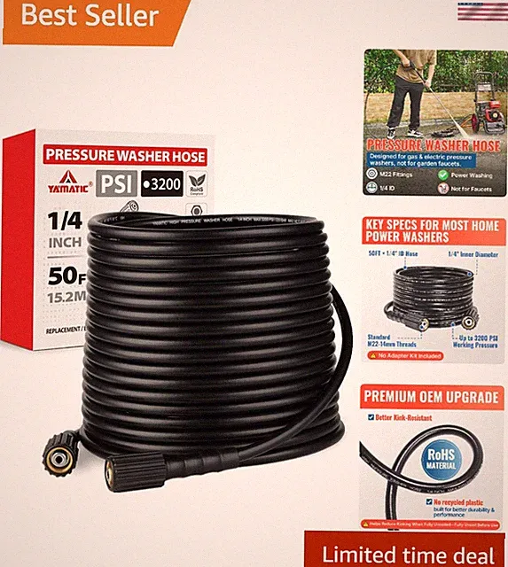 Pressure Washer Hose 50 FT 1/4", 3200 PSI, M22-14mm Females