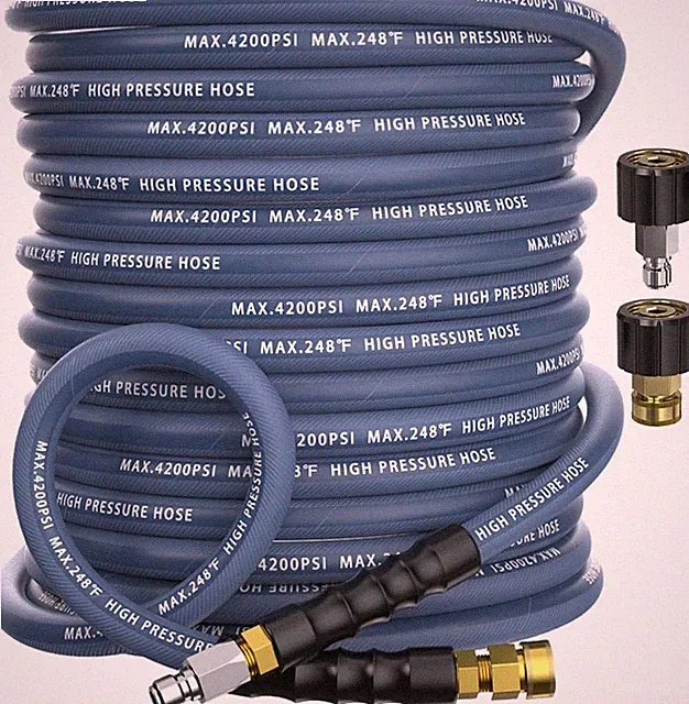 Pressure Washer Hose 50 ft, 4200 PSI Steel-Braided & Durable - Flexible & Kink
