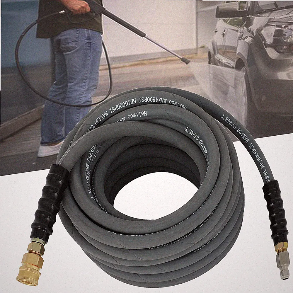 Pressure Washer Hose 50 ft foot 3/8" 4000psi Gray Hose Hot & Cold Water