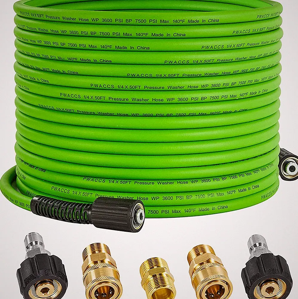 Pressure Washer Hose, 50 FT X 1/4", 3600 PSI, M22 Fittings