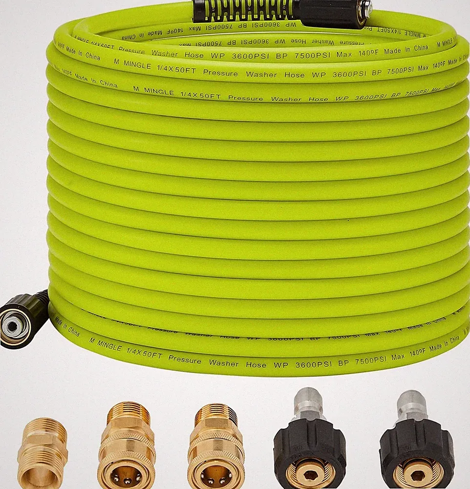 Pressure Washer Hose 50 FT X 1/4" - Replacement Power Wash Hose with Quick Conne