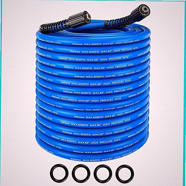 Pressure Washer Hose 50 FT x 1/4", Upgrade Kink Resistant Pro-Flexible Electr...