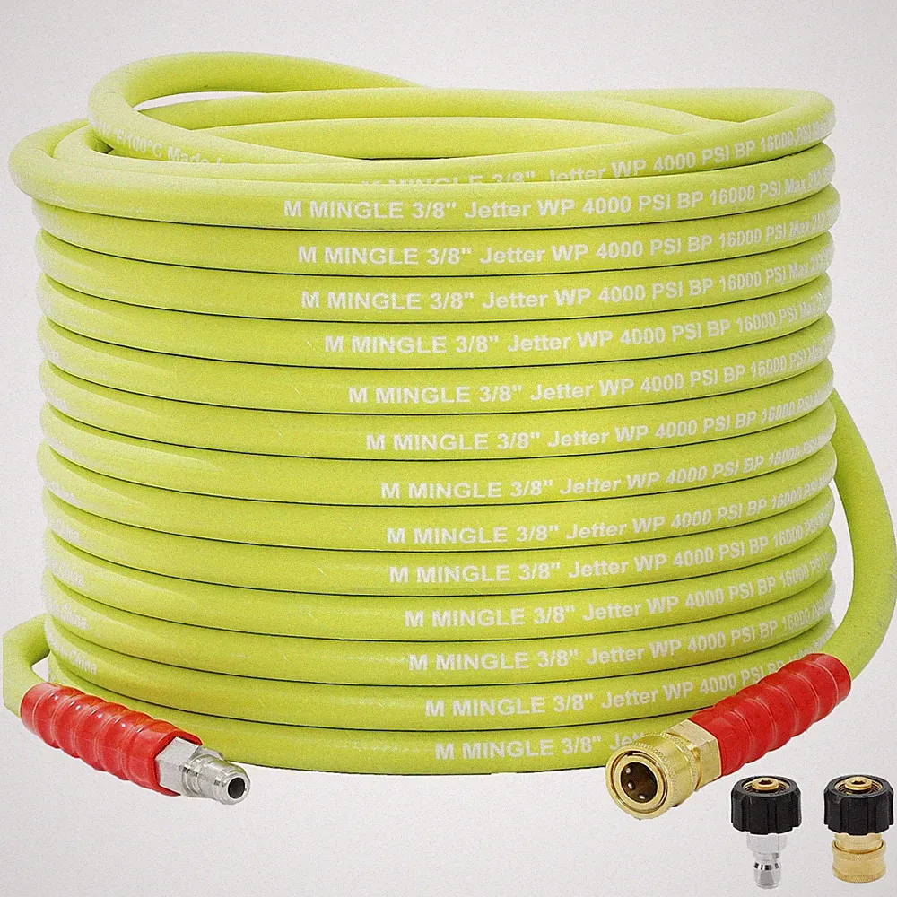 Pressure Washer Hose 50 FT x 3/8" - Power Wash Hose for Hot and Cold Water -...