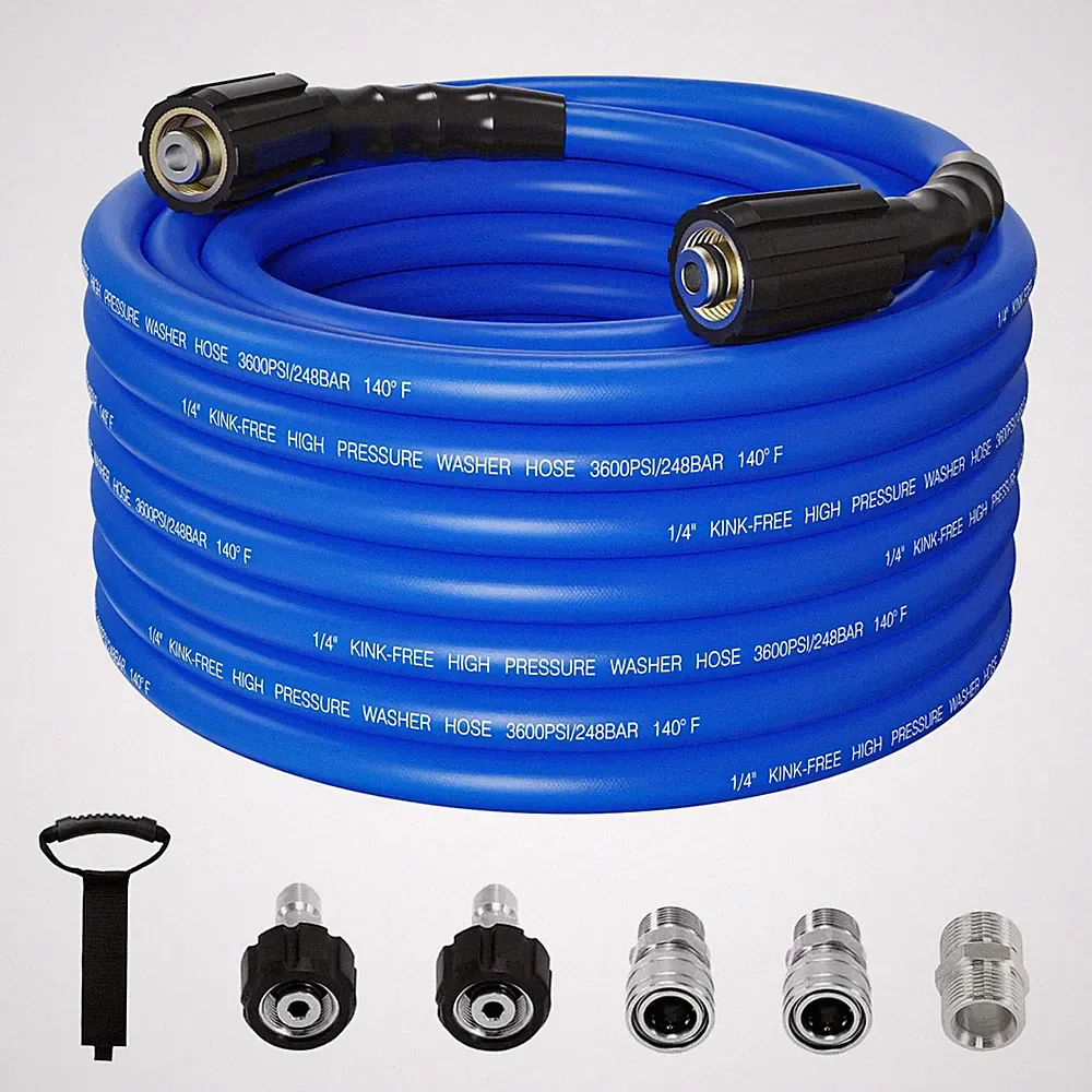 Pressure Washer Hose 50FT 1/4 Inch 3600 PSI M22 3/8 Quick Connection Kit