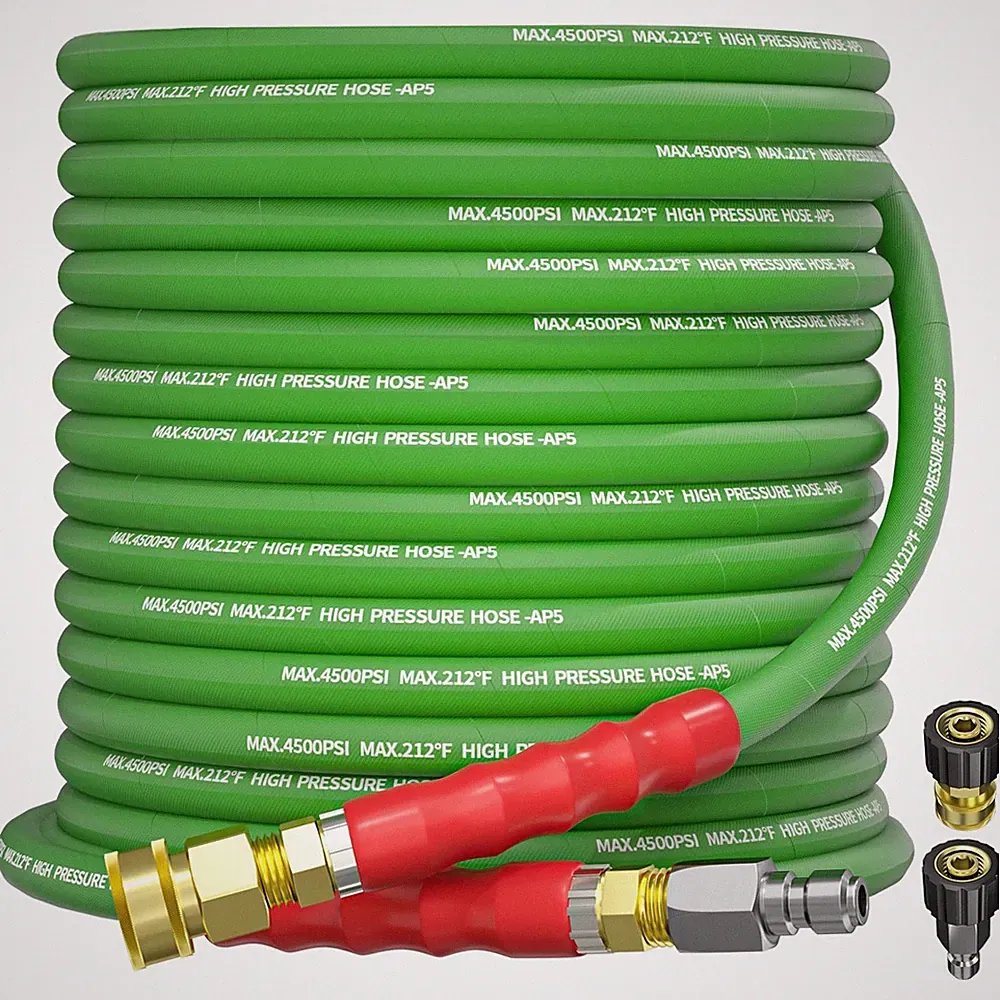 Pressure Washer Hose 50FT 3/8" for Cold and Hot Water 212°F, with Swivel Qu