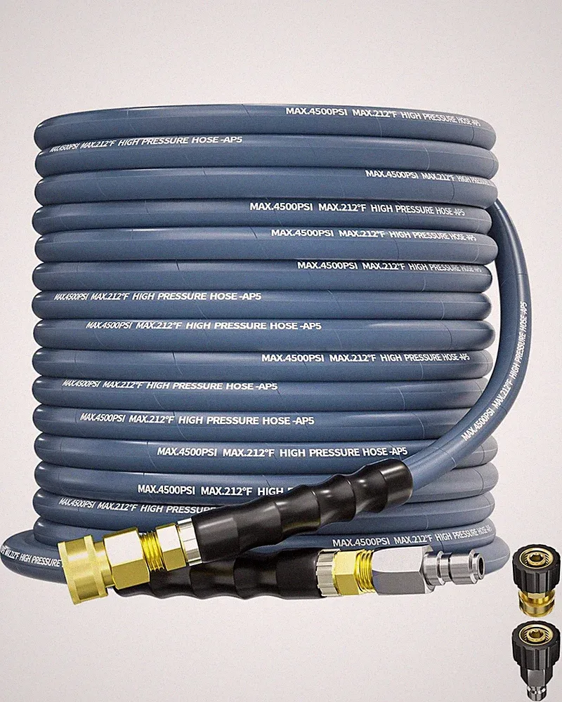Pressure Washer Hose 50FT 3/8" for Cold and Hot Water 212°F, with Swivel Qu