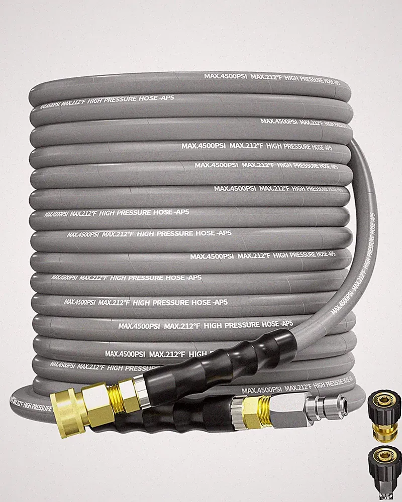 Pressure Washer Hose 50FT 3/8" for Cold and Hot Water 212°F, with Swivel Quic...