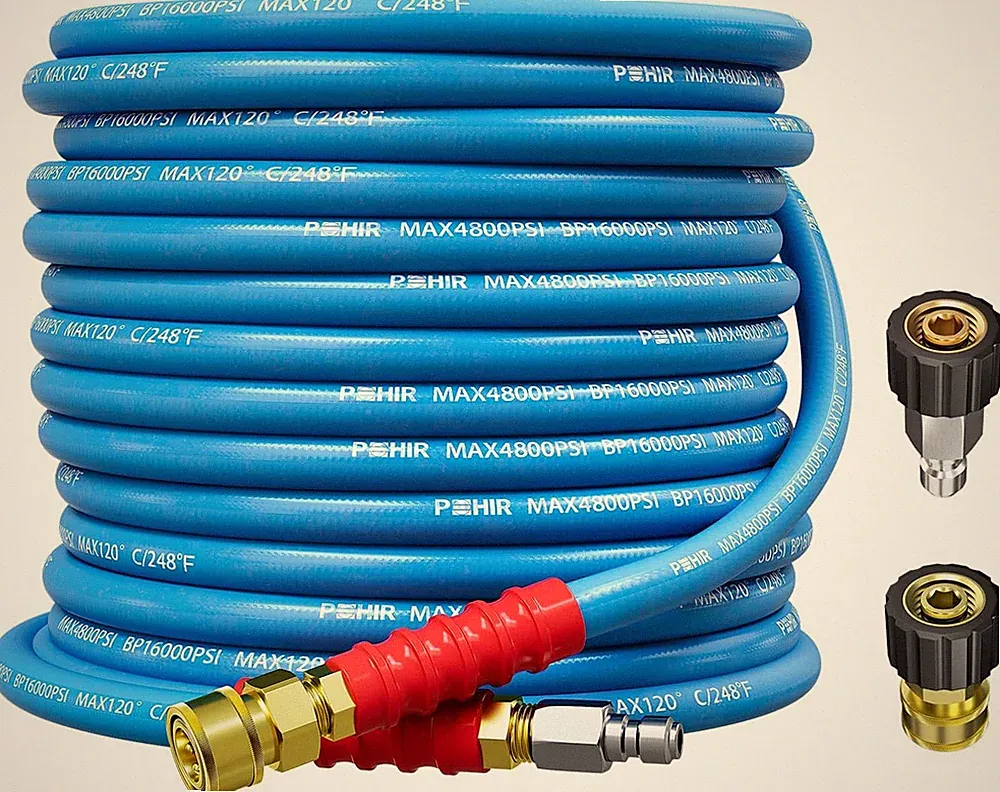 Pressure Washer Hose 50FT 3/8" for Cold & Hot Water (Up to 248℉) 4800 PSI Kink R